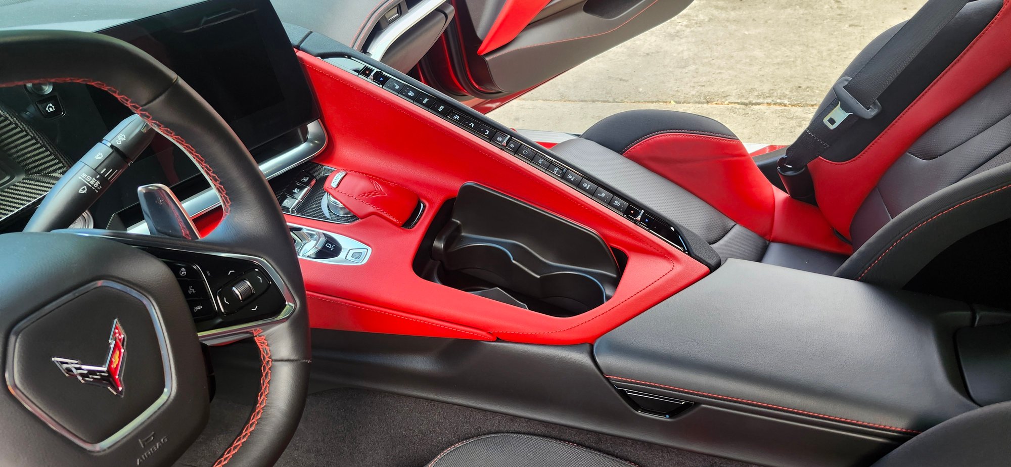 Luxury sports car interior after a mobile interior detail.